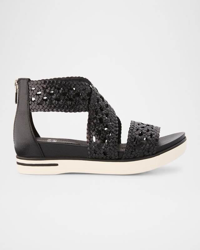 Sporty Woven Crisscross Wedge Sandals